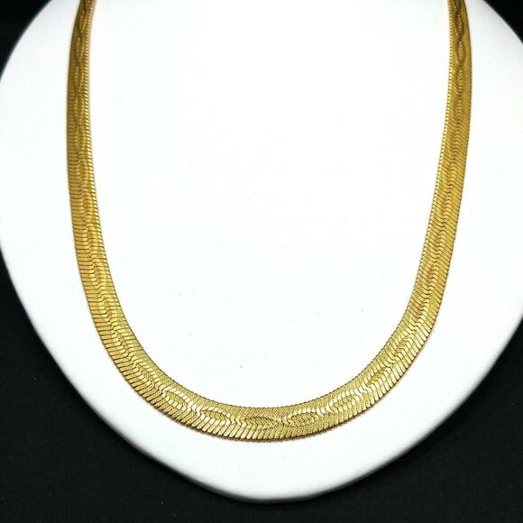 Vintage Napier Patterned Herringbone Necklace, 20", Gold Plated, 1980s - Picture 2 of 10